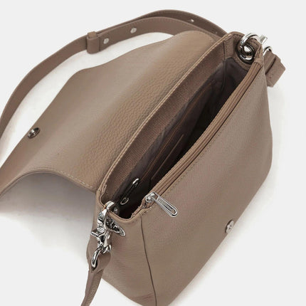 Mandarina Duck Borsa in Pelle Taupe con Patta e Tracolla - MARIO SPATARELLA