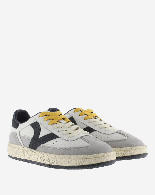 Victoria Sneakers Bassa Uomo in Pelle Bianca Blu Multi - MARIO SPATARELLA