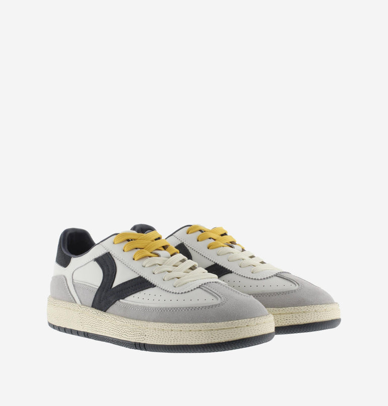 Victoria Sneakers Bassa Uomo in Pelle Bianca Blu Multi - MARIO SPATARELLA