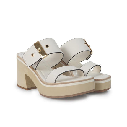 Bruno Premi Sandalo Sabot Donna con Plateau in Pelle Bianca - MARIO SPATARELLA
