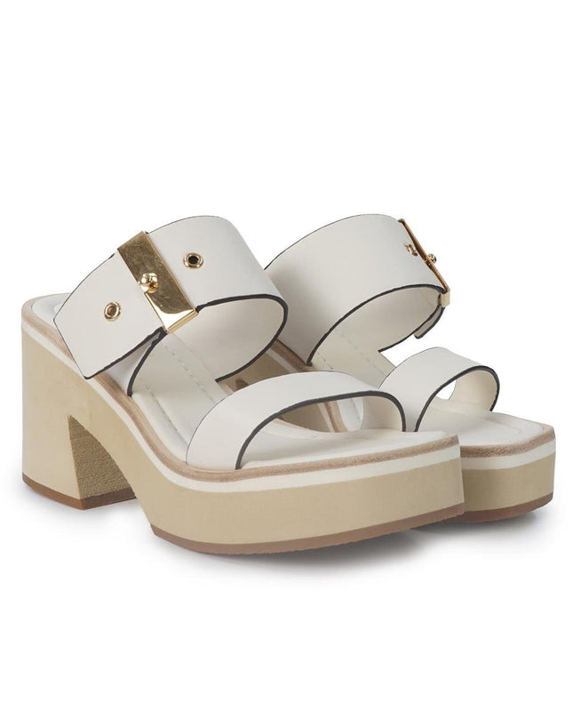 Bruno Premi Sandalo Sabot Donna con Plateau in Pelle Bianca - MARIO SPATARELLA