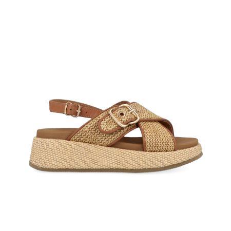 Jeep Sandalo Donna con Zeppa in Tessuto Verde Beige Multi KARINA CROSS NATURAL Jeep Footwear 