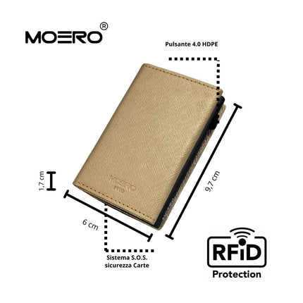 Portafoglio Slim PRO SAFFIANO GOLD ZIP GOLD Moero 