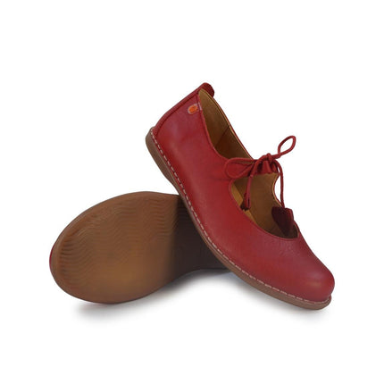Jungla Ballerina Donna con Lacci in Pelle Rossa - MARIO SPATARELLA
