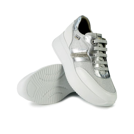 Callaghan Sneakers Donna in Pelle e Tessuto Argento 60302 BABYLON BLANCO Callaghan 