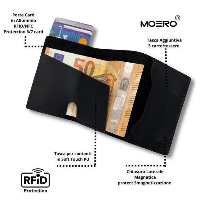 Moero Pro Vintage Nero Zip Portafoglio Slim - MARIO SPATARELLA