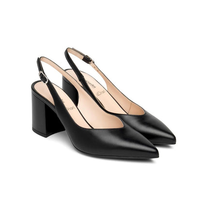 NeroGiardini Chane Mary Janel Sling Back con Tacco Largo in Pelle Nera - MARIO SPATARELLA
