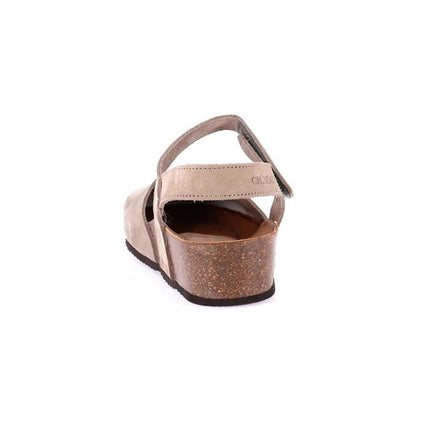Grunlan Pump Sandali con Zeppa in Pelle Nabuk Taupe SB2412 LEFT TAUPE Grunland 