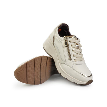 Impronte Sneakers Donna Lacci e Zip in Pelle Off White - MARIO SPATARELLA