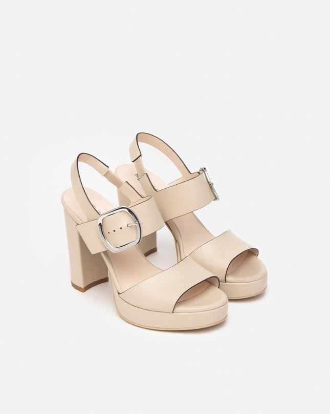 Nero Giardini Sandali Donna Tacco Alto e Plateau in Pelle Lino - MARIO SPATARELLA