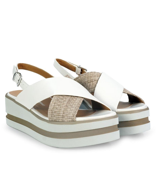 Gianmarco Sorelli Sandalo Donna Platform con Zeppa in Pelle Bianca Noce - MARIO SPATARELLA