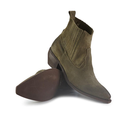 Stivaletto Texano Donna  con Impunture in Camoscio Taupe BL166 TEX TAUPE Spatarella 