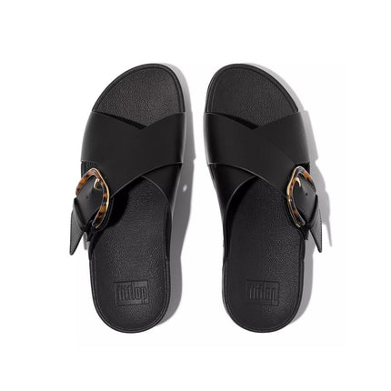 FitFlop Sandali Donna in Pelle Nero con Fibbia Maculata JE8-090 LULU ALL BLACK FitFlop 