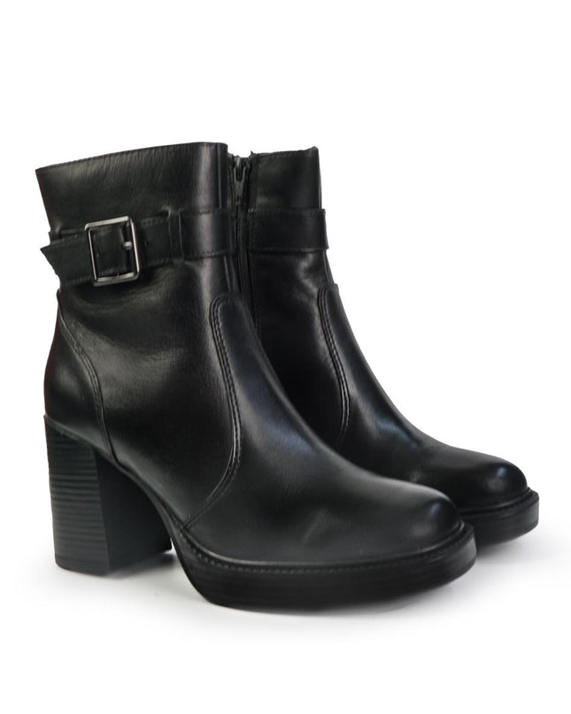 Vueva Stivaletti Donna con Tacco e Plateau in Pelle Nero - MARIO SPATARELLA