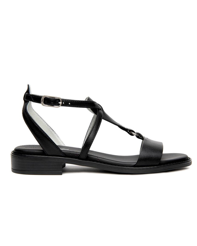 Nero Giardini Sandalo Donna Basso in Pelle Nera E615895D NERO 100 Nero Giardini 