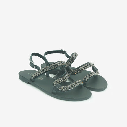 Sandali Bassi Donna in Pelle Nera E1-089 BLACK S.Piero 