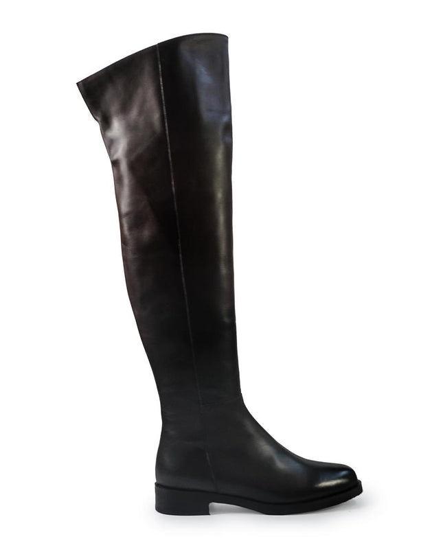 Gianni Crasto Stivale Donna in Pelle Marrone con Tacco Basso e Gambale Alto Sopra il Ginocchio 2074 BROWN Gianni Crasto 