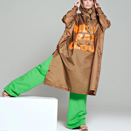 Rainkiss Mantella Antipioggia Poncho Brown Tex Green RAIN PONCHO BRETON BROWN GREEN TEXT RAINKISS 