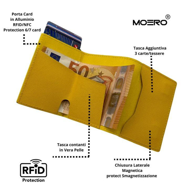 Moero Pro Saffiano Giallo Zip Portafoglio Slim PRO SAFFIANO GIALLO ZIP YELLOW Moero 
