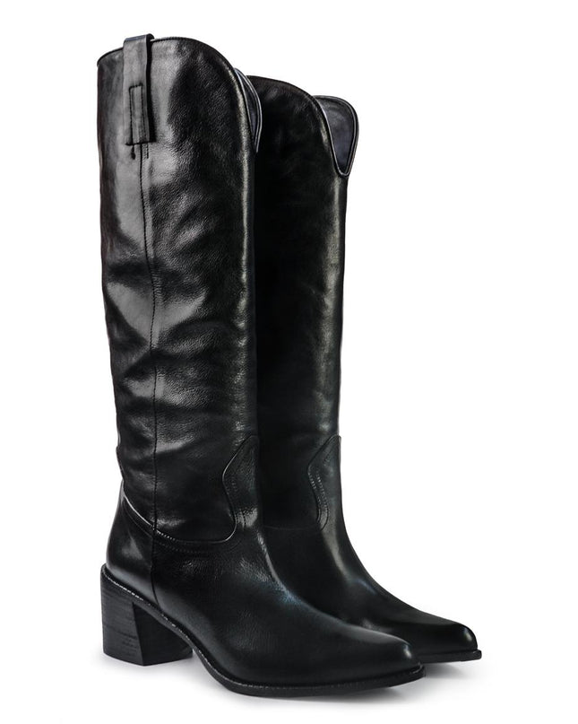 Gianni Crasto Stivale Camperos Tubolare Donna in Pelle Nera con Tacco Medio - MARIO SPATARELLA