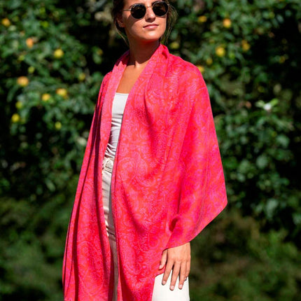 Foulard in Lana Misto Seta Rosso ASW42F ROJO Colores de Otono 