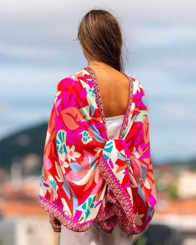 Foulard in Lana Misto Seta Rosso ASW35F ROJO Colores de Otono 