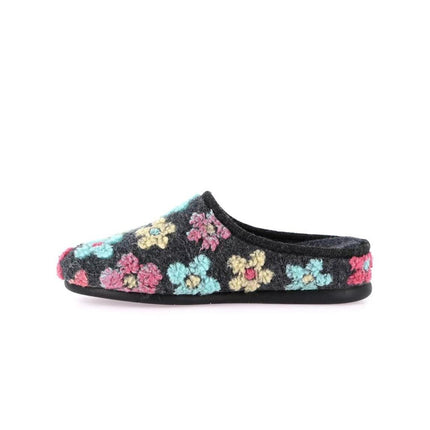 Grunland Pantofola Ciabatta Donna in Feltro Fantasia Fiori Blu - MARIO SPATARELLA