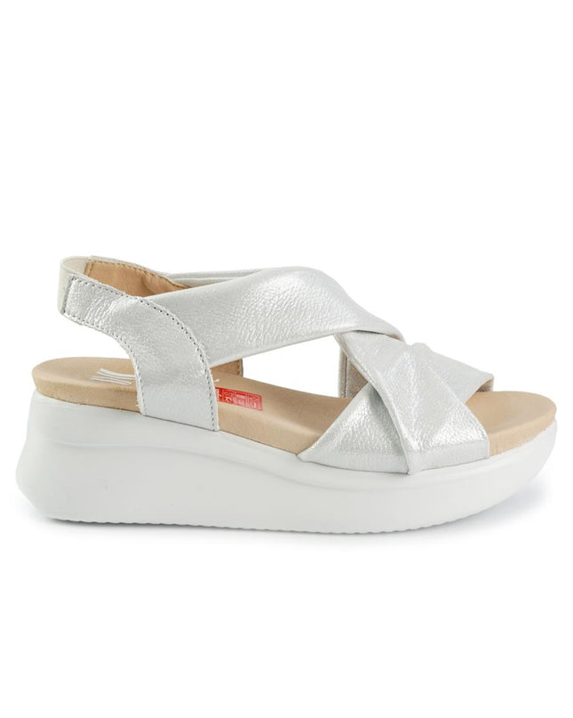 Callaghan Sandali Donna con Zeppa in Pelle Laminata Argento 29904 LLANA MARFIL Callaghan 