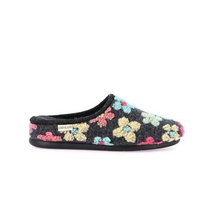 Grunland Pantofola Ciabatta Donna in Feltro Fantasia Fiori Blu - MARIO SPATARELLA