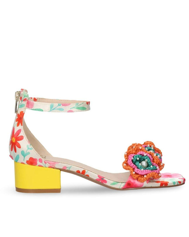 Exe Sandalo Donna Multicolore Fantasia con Tacco Giallo CAPRI400 FLOWERS Exe 