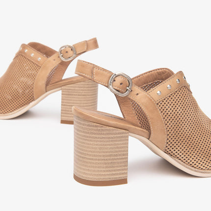 Nero Giardini Sandali Donna con Tacco in Pelle Cuoio Traforata E513380D CUOIO 400 Nero Giardini 