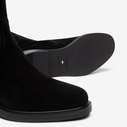 Nero Giardini Stivali Donna Gamba Alta Elasticizzati in Camoscio Nero - MARIO SPATARELLA