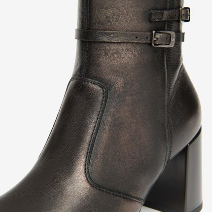 Nero Giardini Stivaletti Donna in Pelle Laminato Moro - MARIO SPATARELLA