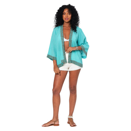 Kimono Estivo Corto Turchese KIMONO ESTIVO MBKIM3001C La Mano Boho 