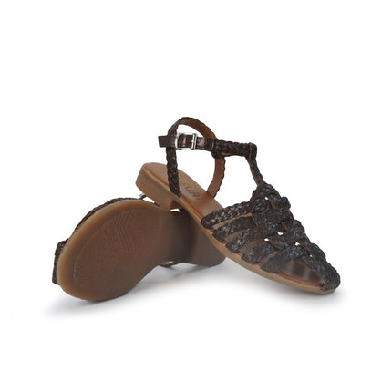 Vueva Sandali Infradito Flat Donna in Pelle Intrecciata Marrone WD314R63 BROWN Vueva 