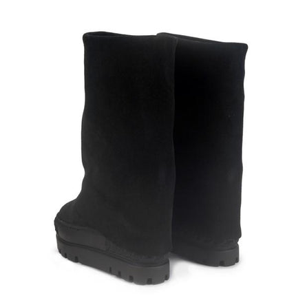 Tsakiris Mallas Stivali Donna Double Face con Risvolto e Zeppa in Camoscio Nero - MARIO SPATARELLA