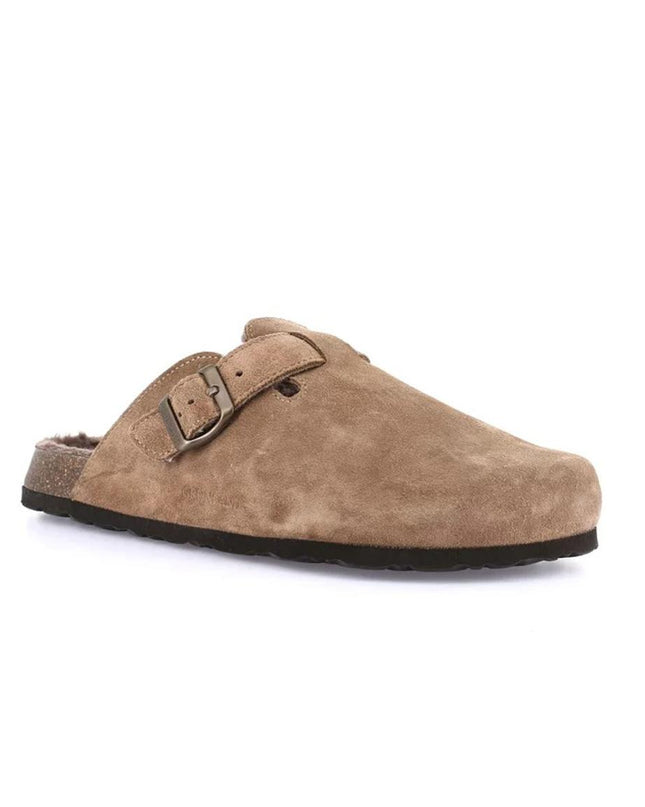 Grunland Pantofola Sabot Uomo in Camoscio Taupe con Fodera Peluche CB2247 BOBO TAUPE Grunland 