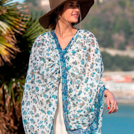Foulard Pareo in Cotone Stampato Fantasia Azzurro ACT66C COTTON AZUL Colores de Otono 