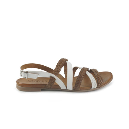 Vueva Sandali Flat Donna in Pelle Bianco Multi WD133R89 BIANCO COGNAC Vueva 