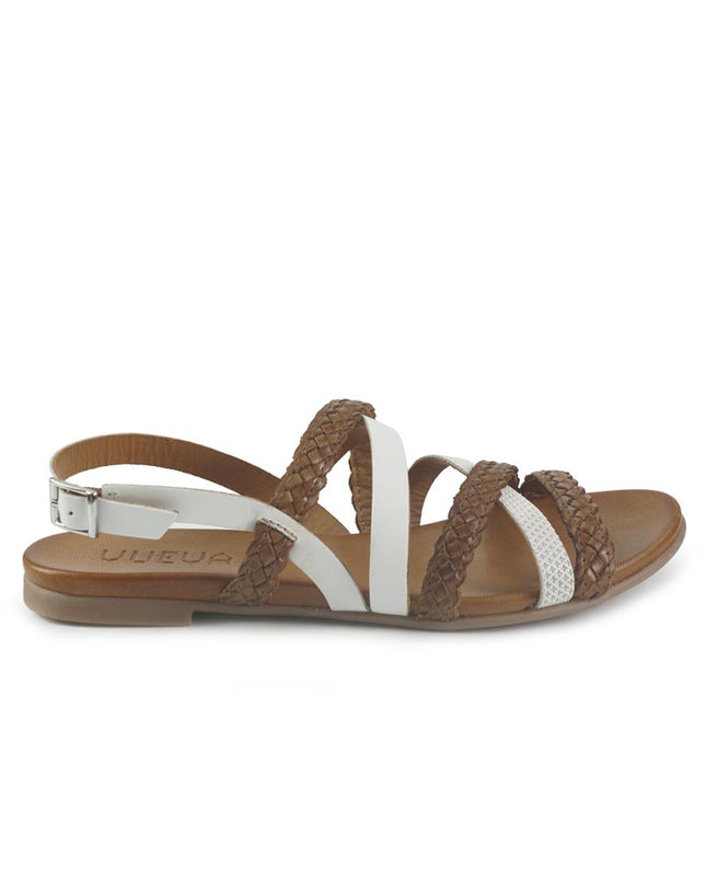 Vueva Sandali Flat Donna in Pelle Bianco Multi WD133R89 BIANCO COGNAC Vueva 