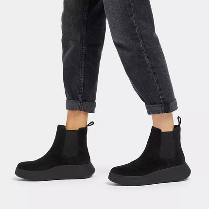 FitFlop Stivaletti Donna Flatform Chelsea con Zeppa in Camoscio Nero FK3 F-MODE BLACK FitFlop 