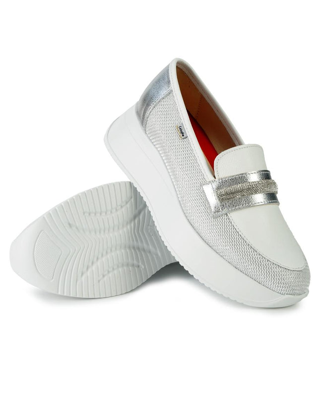 Callaghan Mocassini Donna in Pelle e Tessuto Argento - MARIO SPATARELLA