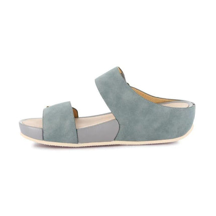 Grunland Sandalo Donna Ciabatta Confort con Velcro in Tessuto Jeans - MARIO SPATARELLA