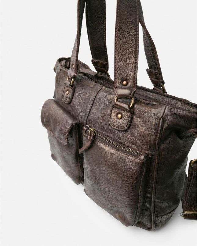 Biba Borsa Organizer con Tracolla in Pelle Marrone - MARIO SPATARELLA