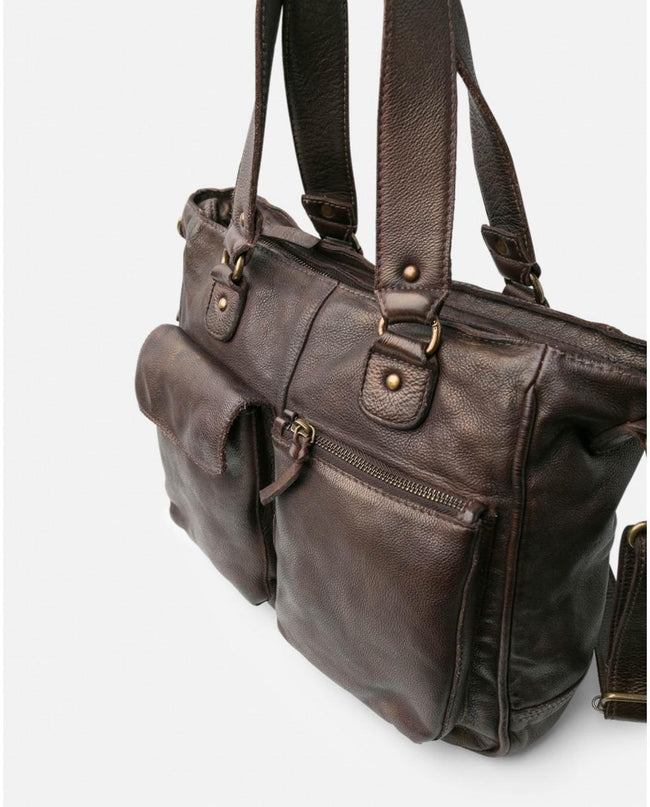 Biba Borsa Organizer con Tracolla in Pelle Marrone - MARIO SPATARELLA