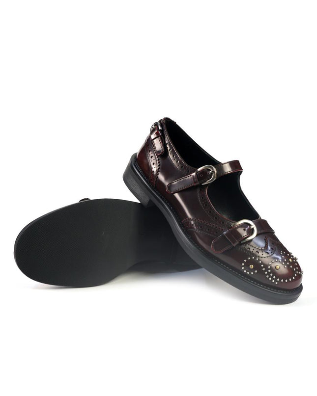 Ballerine Bruno Premi con Cinturini Monogramma e Borchie in Pelle Cherry BM1806 CHERRY Bruno Premi 