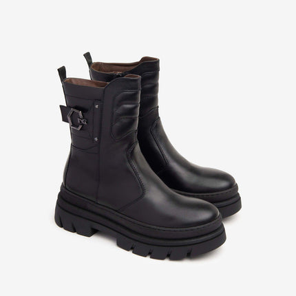 Stivaletti Biker Donna Pelle Nero I411931D NERO 100 Nero Giardini 