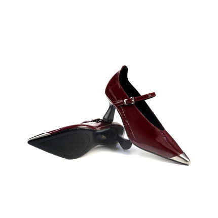 Decollete con Cinturino Bruno Premi a Punta in Vernice Bordo BM0402 BURGUNDY Bruno Premi 