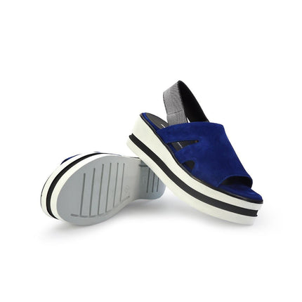 Gianmarco Sorelli Sandalo Donna Platform con Zeppa in Camoscio Blu - MARIO SPATARELLA