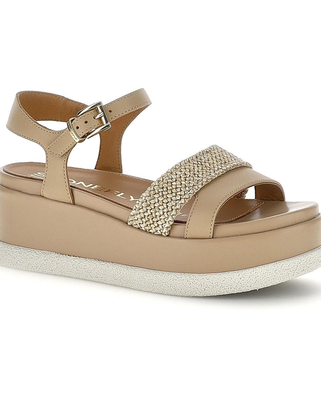 Stonefly Donna Sandalo Platform in Pelle Beige 223737 ARIANNA 4 SESAME BROWN Stonefly 